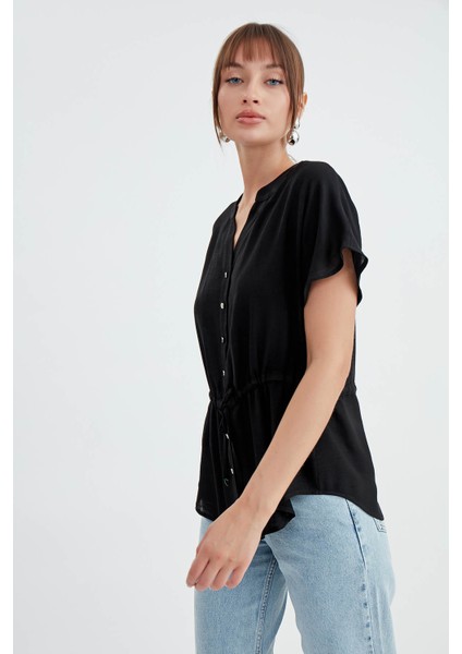 Önü Büzgülü Viskon Keten Bluz modelleri