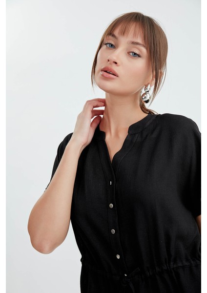 Önü Büzgülü Viskon Keten Bluz fırsatları