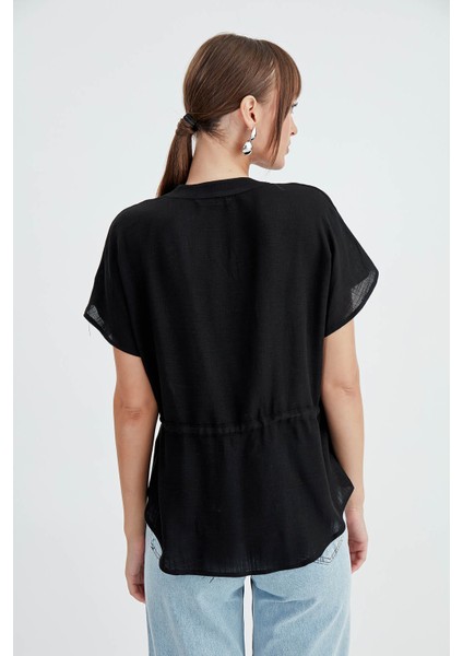 Önü Büzgülü Viskon Keten Bluz indirimleri