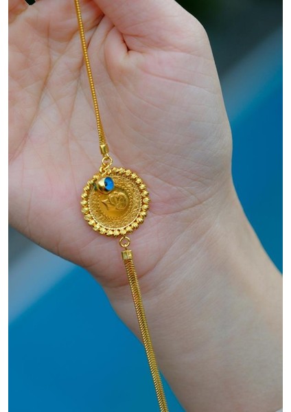 Altın Çeyrekli Ezme Bileklik