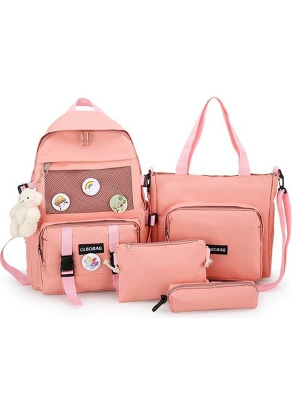 Wonderful Day Tuvalin Kore Versiyonu Dört Parça Okul Çantası Kadın Yeni Stil Küçük Taze Ortaokul Öğrenci Sırt Çantası Büyük Kapasiteli Çok Amaçlı Sırt Çantası (Yurt Dışından)