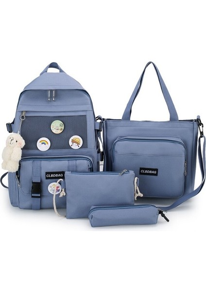 Wonderful Day Tuvalin Kore Versiyonu Dört Parça Okul Çantası Kadın Yeni Stil Küçük Taze Ortaokul Öğrenci Sırt Çantası Büyük Kapasiteli Çok Amaçlı Sırt Çantası (Yurt Dışından)