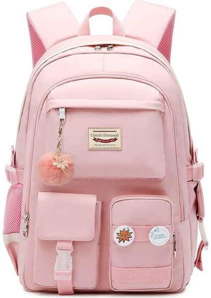Liveasy Laptop Sırt Çantası 15.7 Inç Okul Çantası Kolej Sırt Çantası - Pembe (Yurt Dışından)