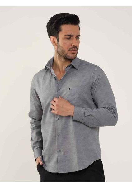 Siyah Erkek Regular Fit Çizgili Brent Yaka Uzun Kol Gömlek - 104324 fiyatları