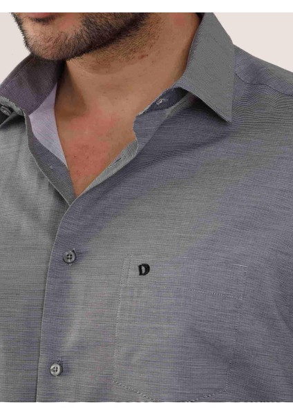 Siyah Erkek Regular Fit Çizgili Brent Yaka Uzun Kol Gömlek - 104324 indirimleri