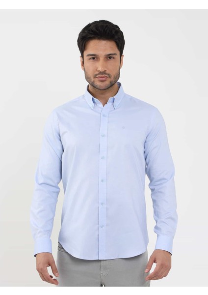 Mavi Erkek Slim Fit Düz Brent Düğmeli Yaka Uzun Kol Gömlek - 104329 fiyatları
