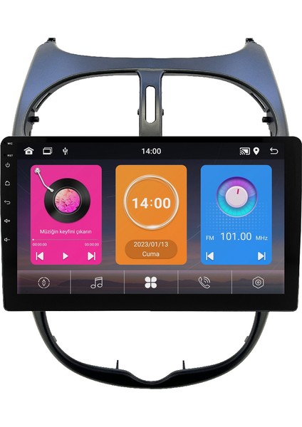 Peugeot 206 (2006-2011) Android 14 Multimedya Carplay 10 Inch 8 GB Ram / 128 GB Hafıza CRV-4427XAA