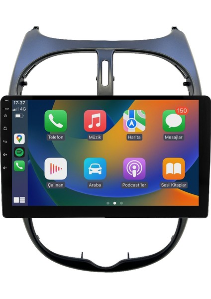 Peugeot 206 (2006-2011) Android 14 Multimedya Carplay 10 Inch 8 GB Ram / 128 GB Hafıza CRV-4427XAA