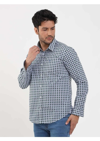 Yeşil Erkek Slim Fit Puantiyeli Brent Düğmeli Yaka Uzun Kol Gömlek - 104339 fırsatları