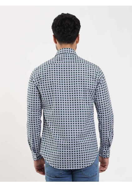 Yeşil Erkek Slim Fit Puantiyeli Brent Düğmeli Yaka Uzun Kol Gömlek - 104339 indirimleri