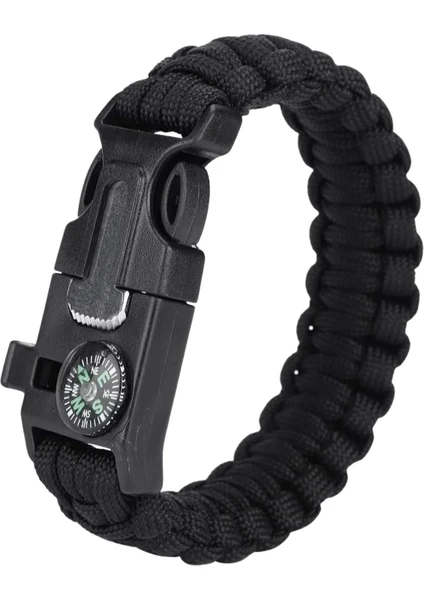 Paracord Pusulalı Survival Hayatta Kalma Kamp Bilekliği Ateş Başlatıcı Outdoor Siyah Aksesuar Gaddarın Bilekliği (Çağatay Ulusoyun Bilekliği) Paracord Ipli Gaddar Bileklik