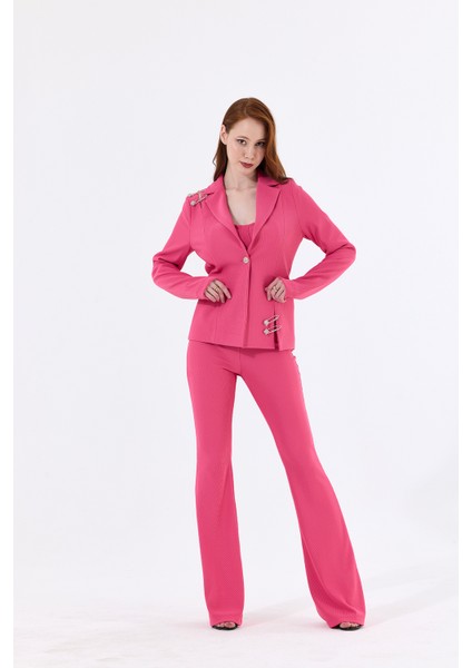 Astarlı Iğne Detaylı Ottoban Ceket | CKT34752 Pembe