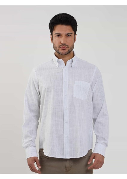Yeşil Erkek Regular Fit Çizgili Brent Düğmeli Yaka Uzun Kol Gömlek - 104774 modelleri