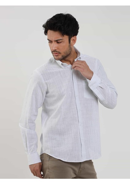 Yeşil Erkek Regular Fit Çizgili Brent Düğmeli Yaka Uzun Kol Gömlek - 104774 fırsatları