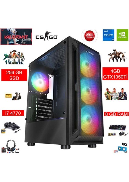 Gamestorm I7 4770 8gb Ram 256GB SSD 4gb GTX1050TI Masaüstü Oyun Bilgisayarı