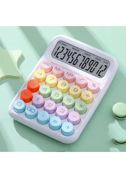 Renkl 12 Hane Mekanik Hesap Makinası Büyük Ekranlı 4 Fonksiyonlu Ev Ofis Okul Beyaz fırsatları