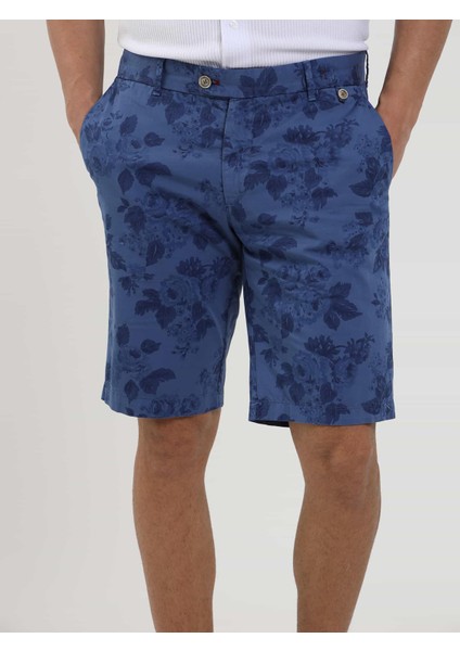 Saks Erkek Slim Fit Çiçek Desenli Short - 107687