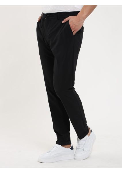 Siyah Erkek Slim Fit Düz Pantolon