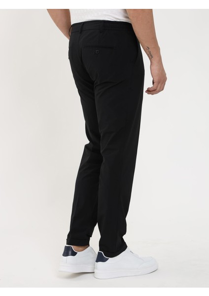 Siyah Erkek Slim Fit Düz Pantolon