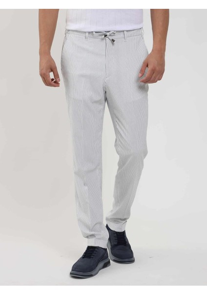 Lacivert Erkek Slim Fit Çizgili Pantolon - 104530