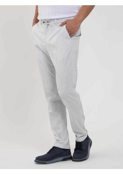 Lacivert Erkek Slim Fit Çizgili Pantolon - 104530