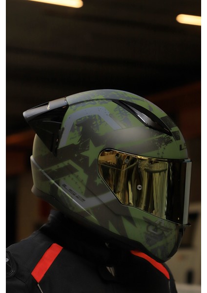 Rapıd 2 Race Thunder Bırds Mat Yeşil-Siyah-Gri Kask