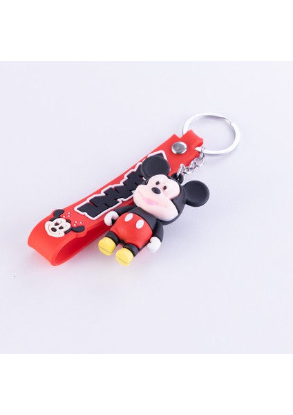 3 Boyutlu Silikon Anahtarlık, Boy Mickey Mouse, Kırmızı
