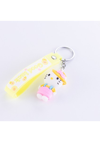 3 Boyutlu Silikon Anahtarlık, Hello Kitty, Sarı
