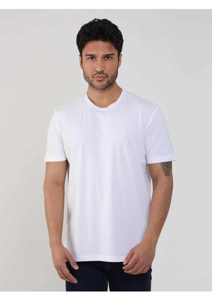 Beyaz Erkek Slim Fit Düz O Yaka T-shirt - 105456 fiyatları