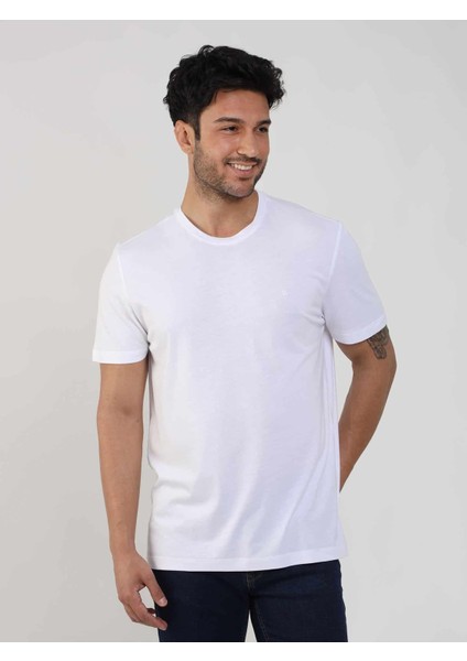 Beyaz Erkek Slim Fit Düz O Yaka T-shirt - 105456 modelleri