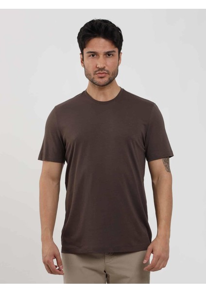 Kahverengi Erkek Slim Fit Düz O Yaka T-shirt - 105664 fiyatları