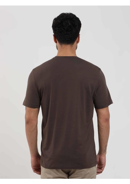 Kahverengi Erkek Slim Fit Düz O Yaka T-shirt - 105664 indirimleri