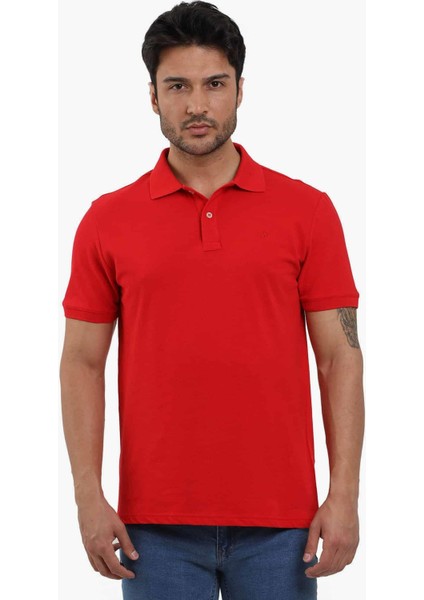 Kırmızı Erkek Slim Fit Düz Polo Yaka Tshirt - 105086