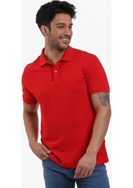 Kırmızı Erkek Slim Fit Düz Polo Yaka Tshirt - 105086