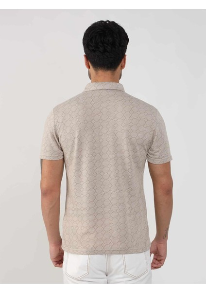 Bej Erkek Slim Fit Jakarlı Polo Yaka T-shirt indirimleri