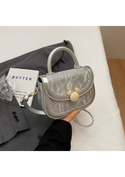 Çanta Yeni Eyer Çantası High-End Crossbody Koltuk Altı Çantası Gümüş (Yurt Dışından)