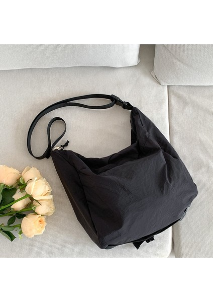 Kadın Büyük Kapasiteli Çift Fermuarlı Omuz Çantası Crossbody Çanta (Yurt Dışından)