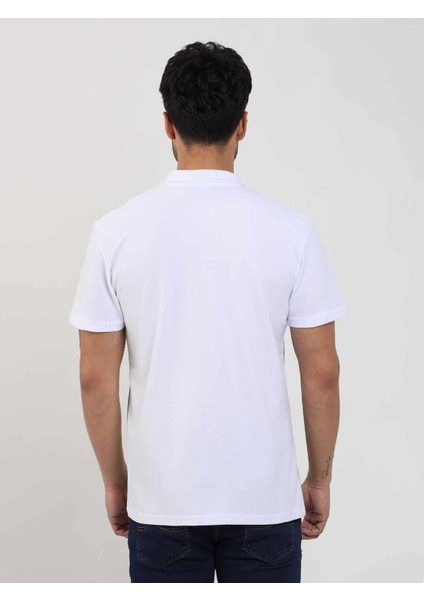 Beyaz Erkek Slim Fit Düz Polo Yaka Tshirt - 105259