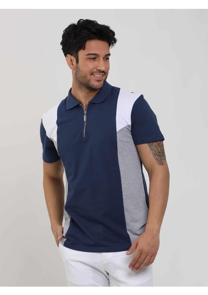 Lacivert Erkek Slim Fit Düz Polo Yaka T-shirt modelleri