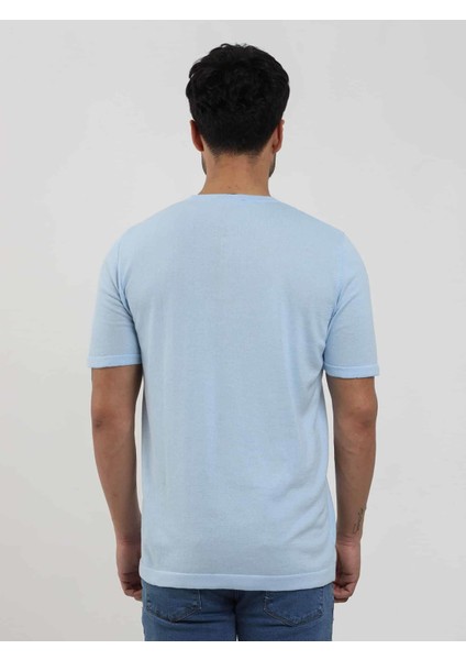 Buz Mavisi Erkek Slim Fit Düz Düğmeli O Yaka Kazak - 104636 indirimleri