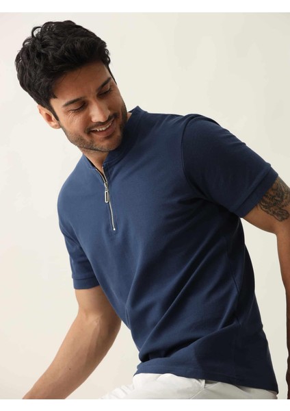 Lacivert Erkek Slim Fit Desenli Polo Yaka Tshirt - 105299 modelleri