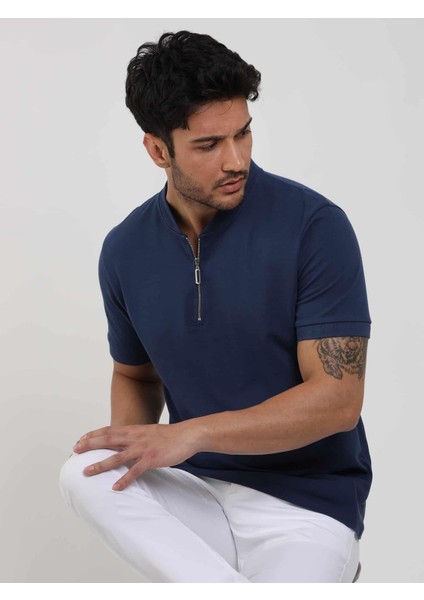 Lacivert Erkek Slim Fit Desenli Polo Yaka Tshirt - 105299 fırsatları