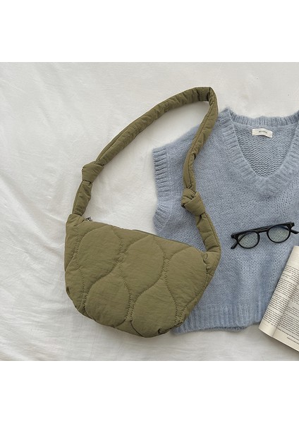 Kadınlar Için Naylon Torba Büyük Kapasiteli Işlemeli Bulut Çanta Crossbody (Yurt Dışından)