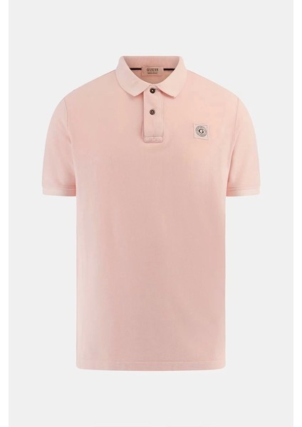 Erkek Washed Ss Polo Yaka Pembe T-Shirt