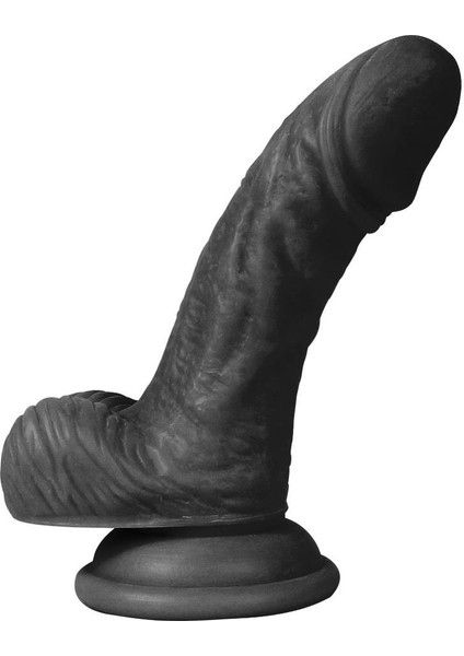 Lolita Shop 13.5 cm Kalın Yamuk Gerçekçi Realistik Soft Et Dokusunda Zenci Penis Güçlü Vantuzlu Siyah Dildo