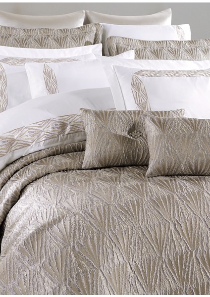 Jakarlı Elyaflı Yatak Örtüsü Takımı Gri - Alina fiyatları