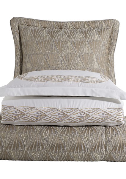 Jakarlı Elyaflı Yatak Örtüsü Takımı Gri - Alina fırsatları