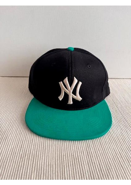 Ny Nakışlı Arkasından Ayarlanabilir Unisex Yeşil-Siyah Renk Hip Hop Şapka