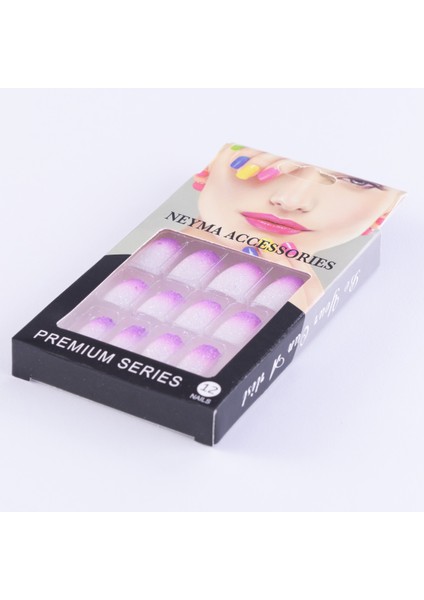 Takma tırnak, 12li degrade premium set, lila