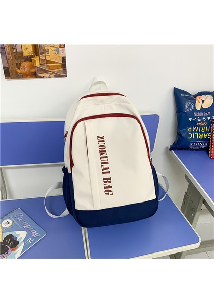 Büyük Kapasiteli Okul Çantası Kadın Japon Çok Yönlü Ortaokul Öğrencileri Lise Öğrencileri Kore Versiyonu Kampüs Kontrast Renkli Sırt Çantası Seyahat Sırt Çantası (Yurt Dışından)